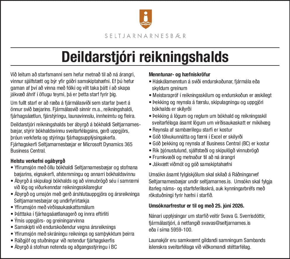 Deildarstjóri reikningshalds